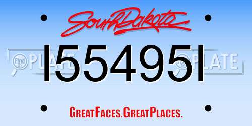 I55495I South Dakota License Plate