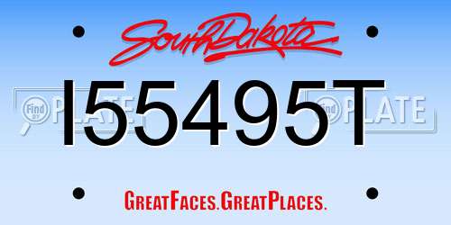 I55495T South Dakota License Plate