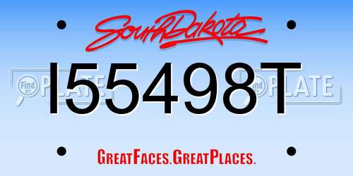 I55498T South Dakota License Plate