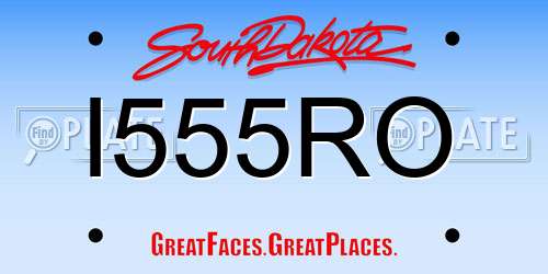 I555RO South Dakota License Plate