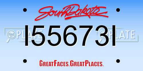 I55673I South Dakota License Plate