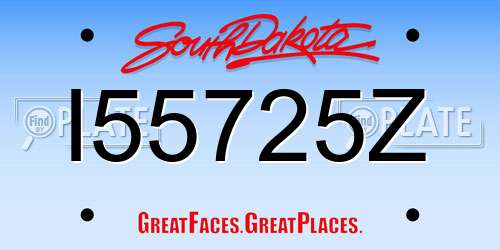 I55725Z South Dakota License Plate