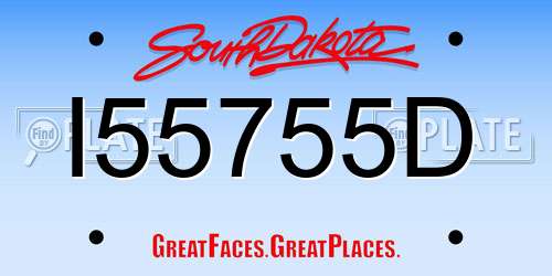 I55755D South Dakota License Plate