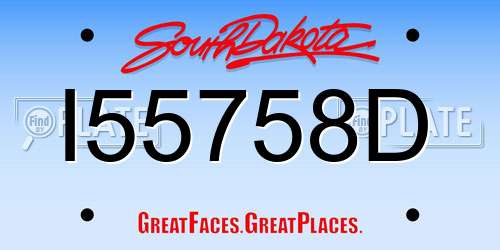 I55758D South Dakota License Plate