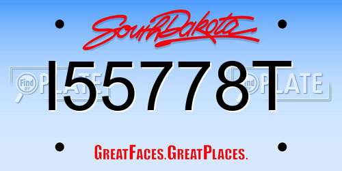 I55778T South Dakota License Plate