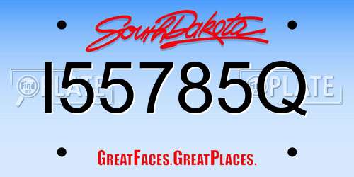 I55785Q South Dakota License Plate