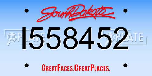 I558452 South Dakota License Plate