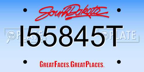 I55845T South Dakota License Plate