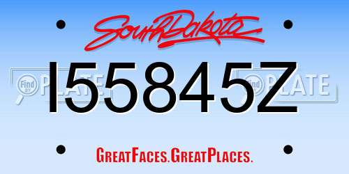I55845Z South Dakota License Plate