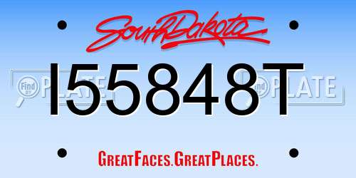 I55848T South Dakota License Plate