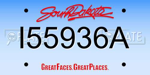 I55936A South Dakota License Plate