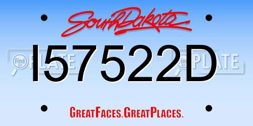I57522D South Dakota License Plate