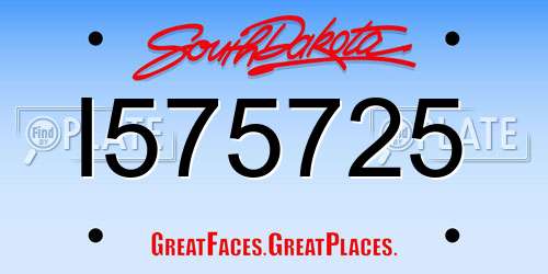 I575725 South Dakota License Plate
