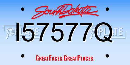 I57577Q South Dakota License Plate