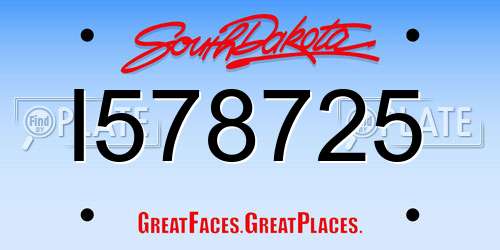 I578725 South Dakota License Plate