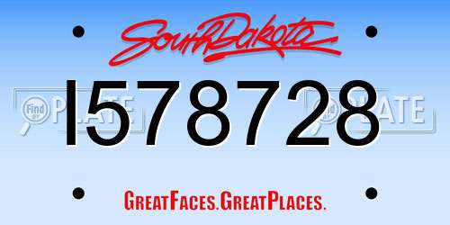 I578728 South Dakota License Plate