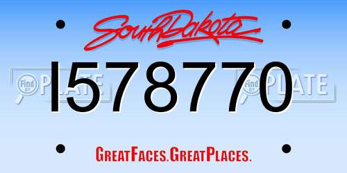 I578770 South Dakota License Plate