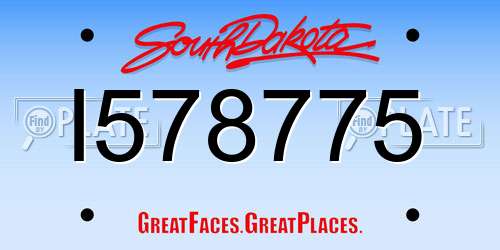 I578775 South Dakota License Plate