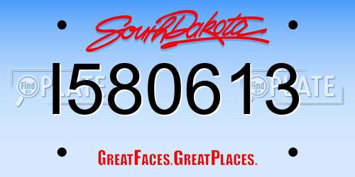 I580613 South Dakota License Plate