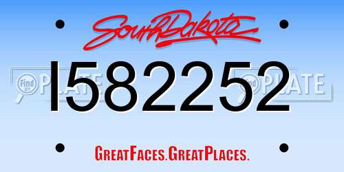 I582252 South Dakota License Plate