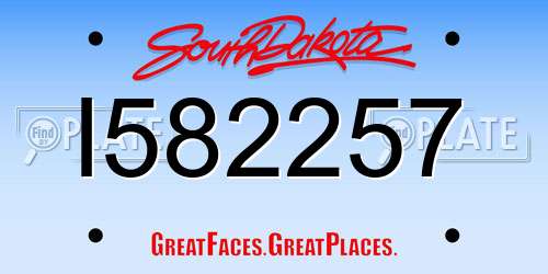 I582257 South Dakota License Plate