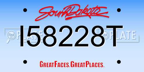 I58228T South Dakota License Plate