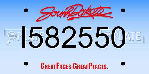 I582550 South Dakota License Plate
