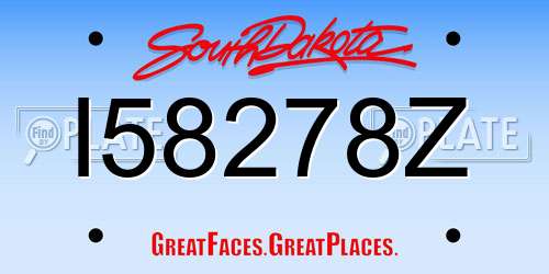 I58278Z South Dakota License Plate