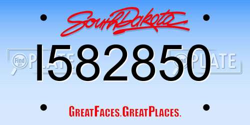 I582850 South Dakota License Plate