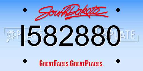 I582880 South Dakota License Plate