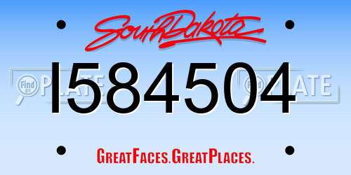 I584504 South Dakota License Plate