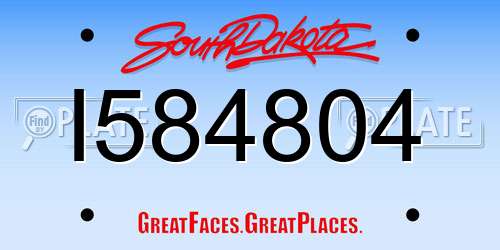I584804 South Dakota License Plate