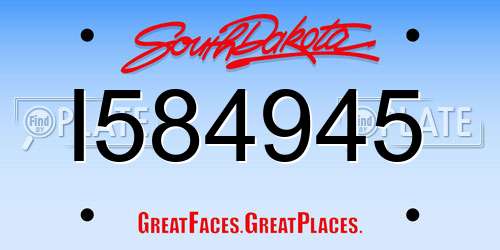 I584945 South Dakota License Plate