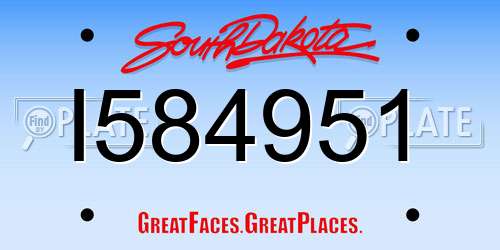 I584951 South Dakota License Plate