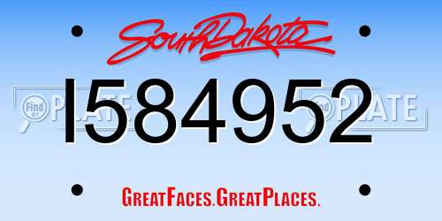 I584952 South Dakota License Plate