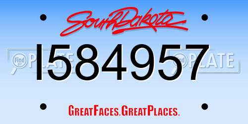 I584957 South Dakota License Plate