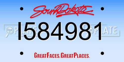 I584981 South Dakota License Plate