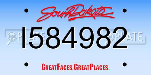 I584982 South Dakota License Plate