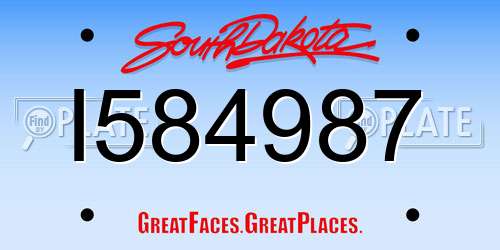 I584987 South Dakota License Plate