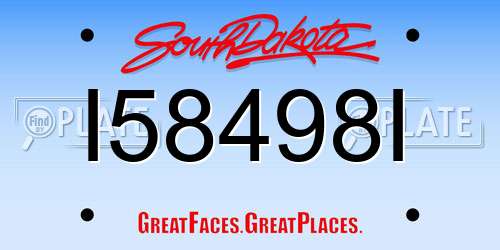 I58498I South Dakota License Plate