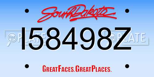 I58498Z South Dakota License Plate
