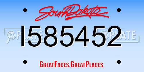 I585452 South Dakota License Plate