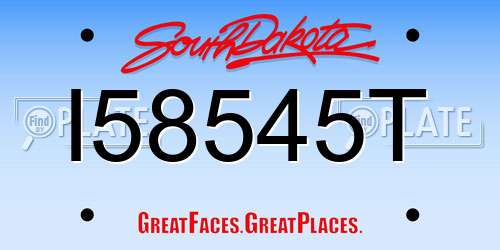 I58545T South Dakota License Plate