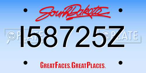 I58725Z South Dakota License Plate