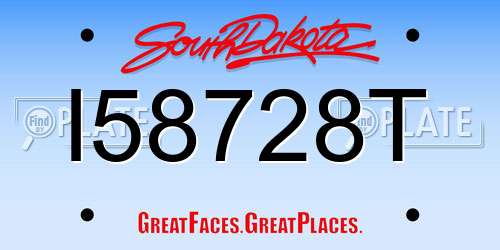 I58728T South Dakota License Plate