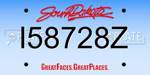 I58728Z South Dakota License Plate