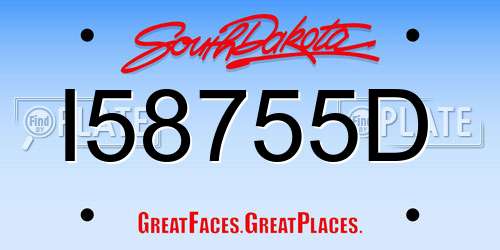 I58755D South Dakota License Plate