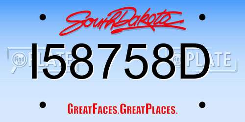 I58758D South Dakota License Plate