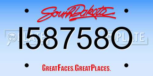 I58758O South Dakota License Plate
