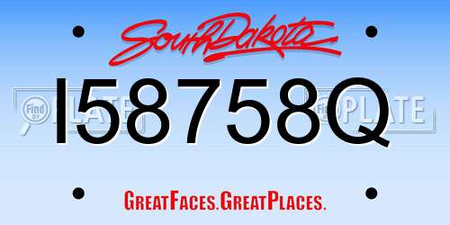 I58758Q South Dakota License Plate